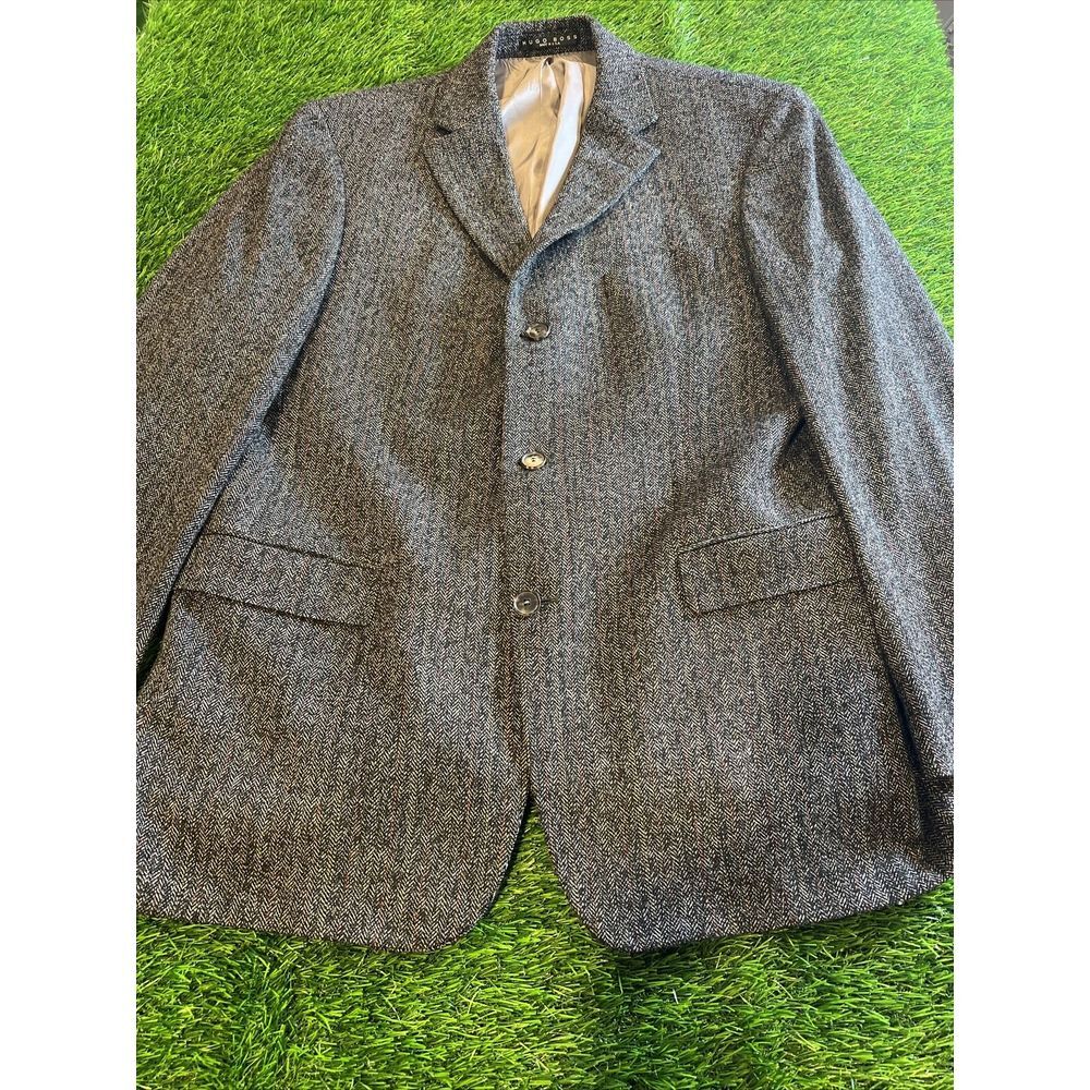 Hugo Boss Blazer Wool Blend Mens 42R Gray 2 Button Tweed